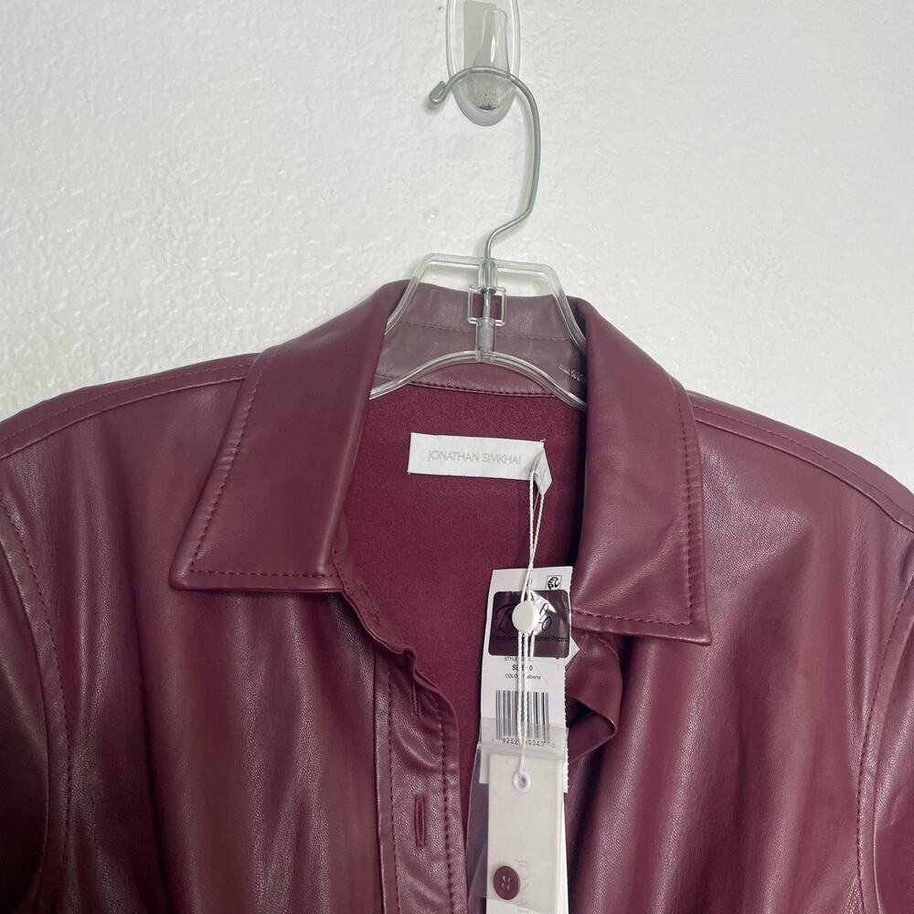 Jonathan Simkhai Burgundy Leather Midi Dress - Picture 12 of 16